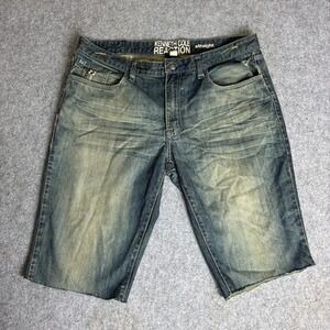 Kenneth Cole Reaction Men's 37x13 Denim Jean Shorts Blue Distressed Y2K Skater